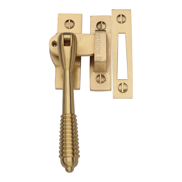 V894L MP/HP-SB  Satin Brass  Heritage Brass Locking Reeded Casement Fastener